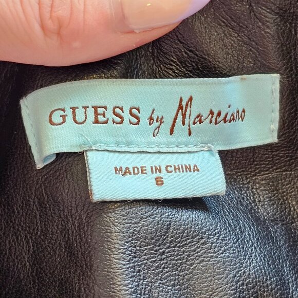 Guess Marciano Black Leather Panel Zip Closure Pencil Skirt Sz 6 - Picture 3 of 5